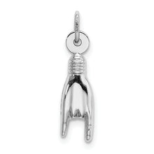 Load image into Gallery viewer, 14K White Gold 3D Rock On Sign Charm
