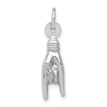 Load image into Gallery viewer, 14K White Gold 3D Rock On Sign Charm
