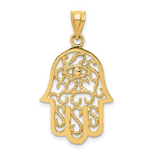 Load image into Gallery viewer, 14k Polished Filigree Hamsa Pendant
