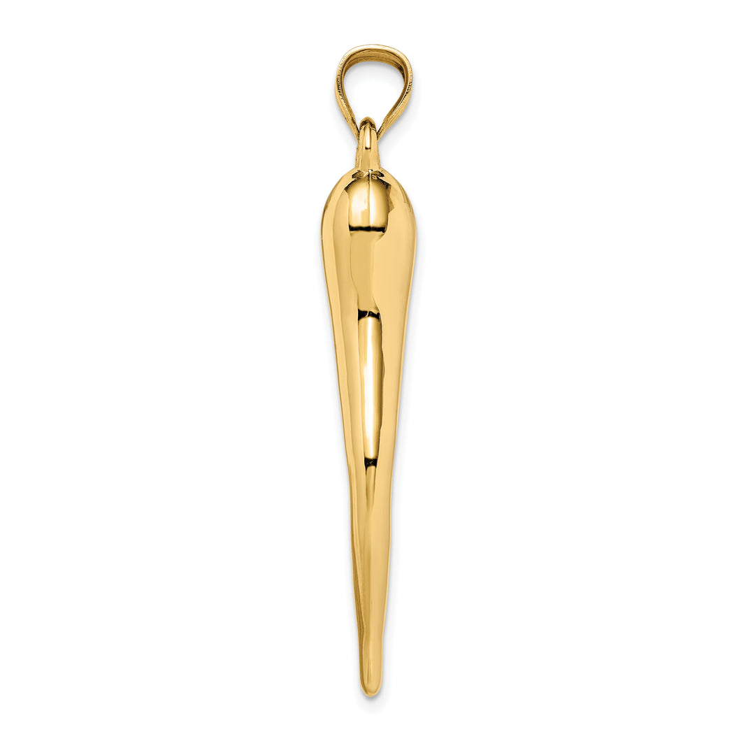 14k Hollow 3D Italian Horn Pendant