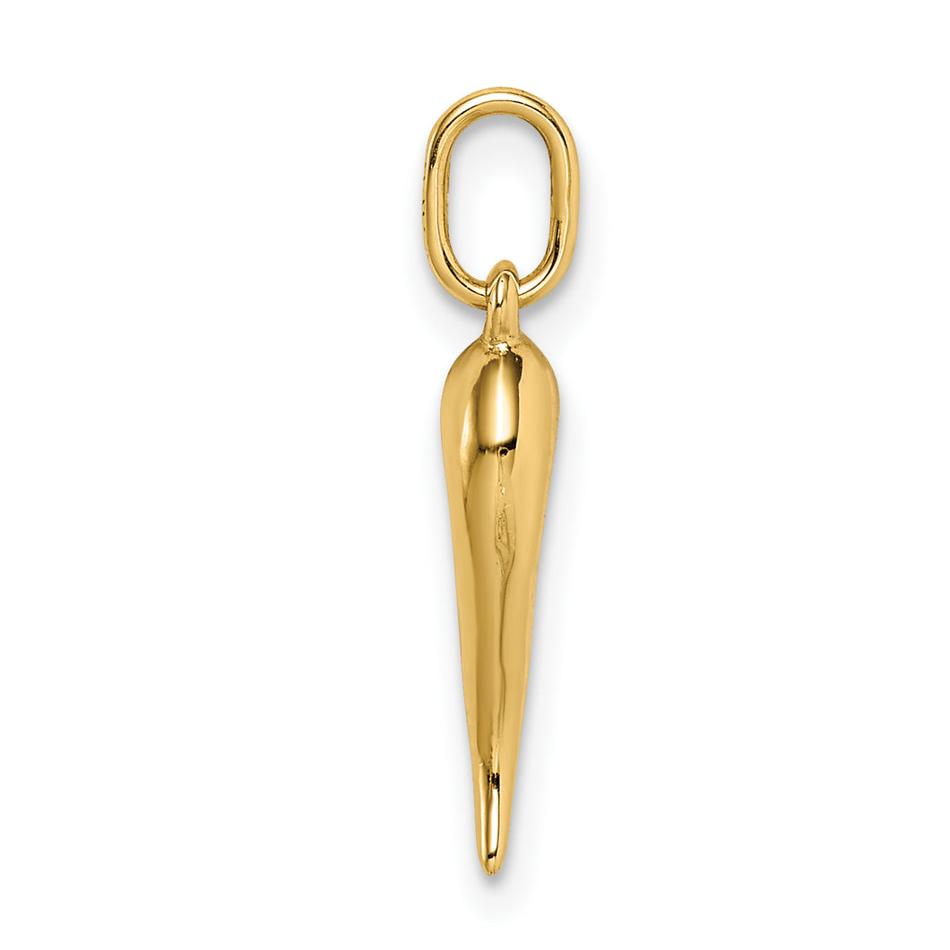 14k Hollow Italian Horn Pendant