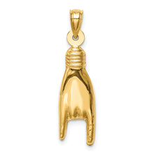 Load image into Gallery viewer, 14K 3D Hollow Rock On Sign Charm
