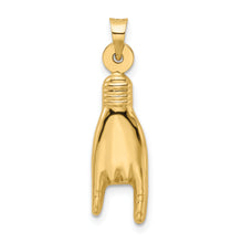 Load image into Gallery viewer, 14K 3D Hollow Rock On Sign Charm
