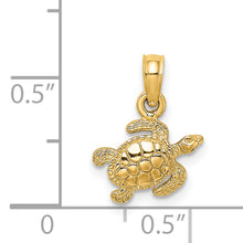 Load image into Gallery viewer, 14K Textured Sea Turtle Charm
