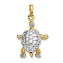 Load image into Gallery viewer, 14K with White Rhodium 3-D Land Turtle W/ Moveable Head Charm
