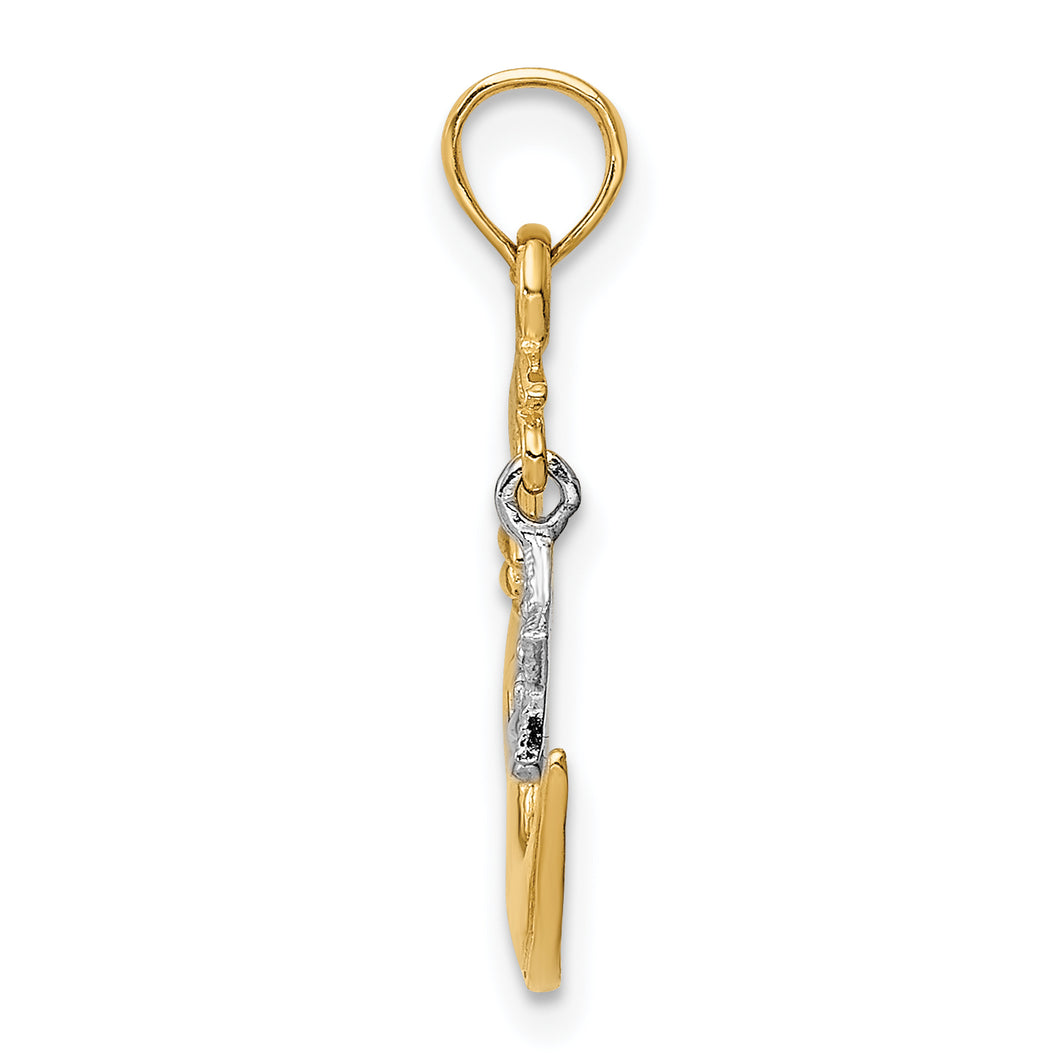 14k Two-Tone Polished Half Moon and Star Pendant