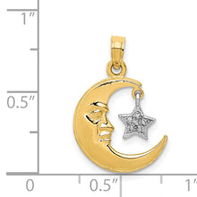 Load image into Gallery viewer, 14k Two-Tone Polished Half Moon and Star Pendant
