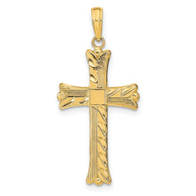 Load image into Gallery viewer, 14K Textured w/Square Center Cross Pendant
