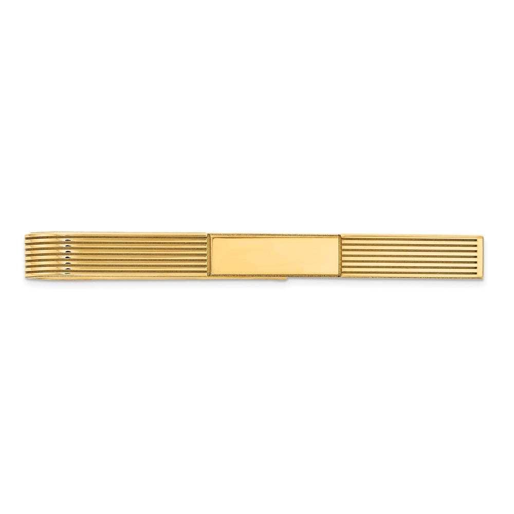 14k Men's Grooved Engravable Tie Bar