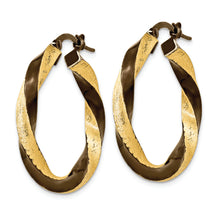 Load image into Gallery viewer, 14k &amp; Brown Rhodium 3.75mm Twisted Hoop Earrings
