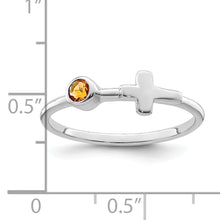 Load image into Gallery viewer, Sterling Silver Rhodium-plated Polished Cross Citrine Ring
