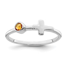 Load image into Gallery viewer, Sterling Silver Rhodium-plated Polished Cross Citrine Ring
