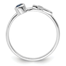Load image into Gallery viewer, Sterling Silver Rhodium-plated Polished Cross Lab Created Sapphire Ring
