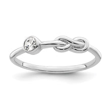 Load image into Gallery viewer, Sterling Silver Rhodium-plated Polished Infinity White Topaz Ring
