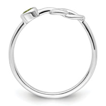 Load image into Gallery viewer, Sterling Silver Rhodium-plated Polished Infinity Peridot Ring
