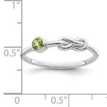 Load image into Gallery viewer, Sterling Silver Rhodium-plated Polished Infinity Peridot Ring
