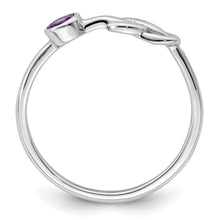 Load image into Gallery viewer, Sterling Silver Rhodium-plated Polished Infinity Amethyst Ring
