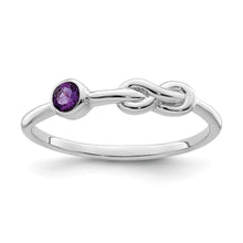 Load image into Gallery viewer, Sterling Silver Rhodium-plated Polished Infinity Amethyst Ring
