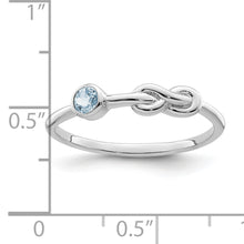 Load image into Gallery viewer, Sterling Silver Rhodium-plated Polished Infinity Aquamarine Ring
