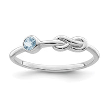 Load image into Gallery viewer, Sterling Silver Rhodium-plated Polished Infinity Aquamarine Ring
