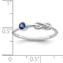 Load image into Gallery viewer, Sterling Silver Rhodium-plated Polished Infinity Lab Created Sapphire Ring
