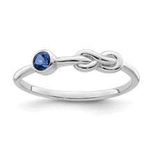 Load image into Gallery viewer, Sterling Silver Rhodium-plated Polished Infinity Lab Created Sapphire Ring
