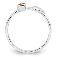 Load image into Gallery viewer, Sterling Silver Rhodium-plated Polished Heart Citrine Ring
