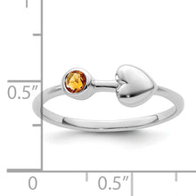 Load image into Gallery viewer, Sterling Silver Rhodium-plated Polished Heart Citrine Ring

