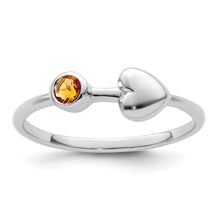 Load image into Gallery viewer, Sterling Silver Rhodium-plated Polished Heart Citrine Ring
