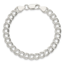 Load image into Gallery viewer, Sterling Silver 7mm Double Link Charm Bracelet
