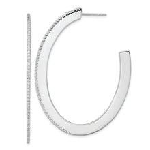 Load image into Gallery viewer, Sterling Silver Cheryl M Rhodium-plated CZ Oval Post J-Hoop Earrings
