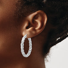 Load image into Gallery viewer, Sterling Silver Platinum-Plated Diamond Mystique Twisted Hoop Earrings
