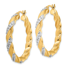Load image into Gallery viewer, Sterling Silver Gold-Plated Diamond Mystique Twisted Hoop Earrings
