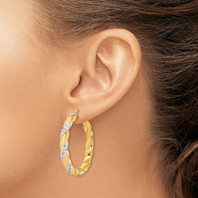 Load image into Gallery viewer, Sterling Silver Gold-Plated Diamond Mystique Twisted Hoop Earrings

