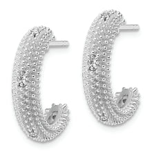 Load image into Gallery viewer, Sterling Silver Rhodium-plated CZ Post Hoop Earrings
