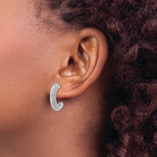 Load image into Gallery viewer, Sterling Silver Rhodium-plated CZ Post Hoop Earrings
