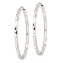 Load image into Gallery viewer, Sterling Silver Diamond-cut 1.5x30mm Endless Tube Hoop Earrings
