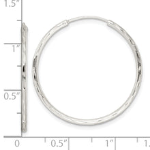 Load image into Gallery viewer, Sterling Silver Diamond-cut 1.5x30mm Endless Tube Hoop Earrings
