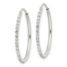 Load image into Gallery viewer, Sterling Silver Crystal Endless Hoop Earrings
