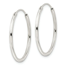 Load image into Gallery viewer, Sterling Silver Diamond-cut 1.5x25mm Endless Tube Hoop Earrings
