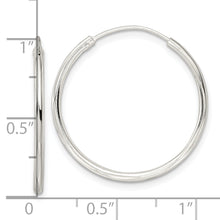 Load image into Gallery viewer, Sterling Silver Diamond-cut 1.5x25mm Endless Tube Hoop Earrings
