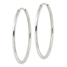 Load image into Gallery viewer, Sterling Silver Diamond-cut 1.5x35mm Endless Tube Hoop Earrings
