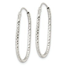 Load image into Gallery viewer, Sterling Silver Polished &amp; D/C Oblong Endless Hoop Earrings
