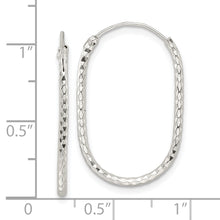 Load image into Gallery viewer, Sterling Silver Polished &amp; D/C Oblong Endless Hoop Earrings
