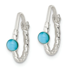 Load image into Gallery viewer, Sterling Silver Polished Turquoise Endless Hoop Earrings
