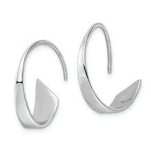 Load image into Gallery viewer, Sterling Silver Rhodium-plated Polished Flat Bar Hoop Threader Earrings

