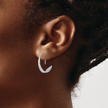 Load image into Gallery viewer, Sterling Silver Rhodium-plated Polished Flat Bar Hoop Threader Earrings
