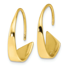 Load image into Gallery viewer, Sterling Silver Gold-tone Polished Flat Bar Hoop Threader Earrings
