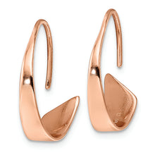 Load image into Gallery viewer, Sterling Silver Rose-tone Polished Flat Bar Hoop Threader Earrings
