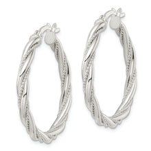 Load image into Gallery viewer, Sterling Silver Polished Twisted Rope Hoop Earrings
